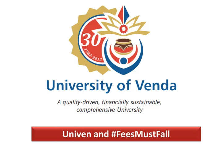 univen and feesmustfall