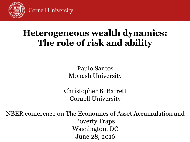 heterogeneous wealth dynamics the role of risk and ability