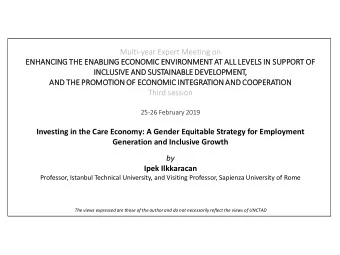 Multi-year Expert Meeting on  ENH  NHANCING  G THE ENABL  NABLING ECO  CONOMIC  C ENV  NVIRONMENT