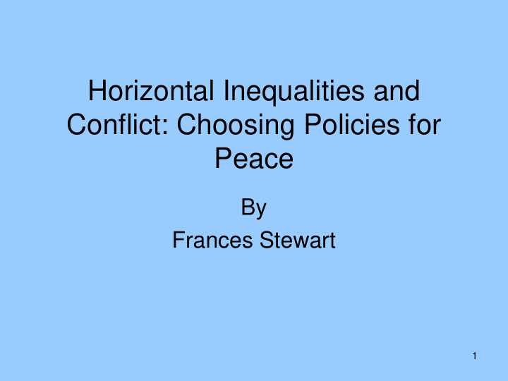 horizontal inequalities and conflict choosing policies