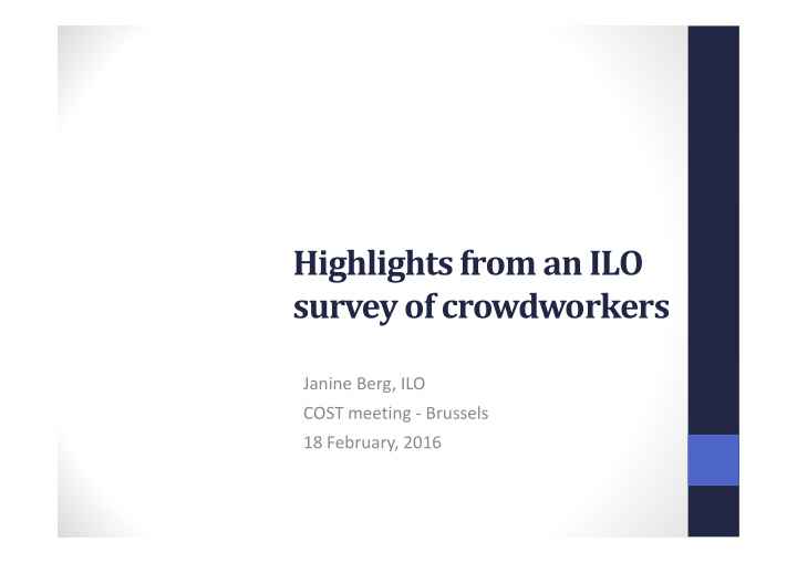 highlights from an ilo survey of crowdworkers