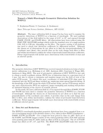 Toward a Multi-Wavelength Geometric Distortion Solution for  WFPC2  V. Kozhurina-Platais, S.