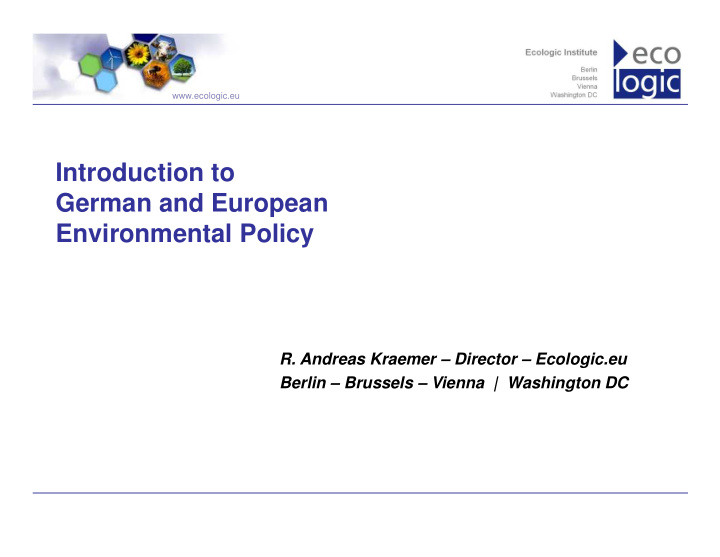 introduction to german and european environmental policy