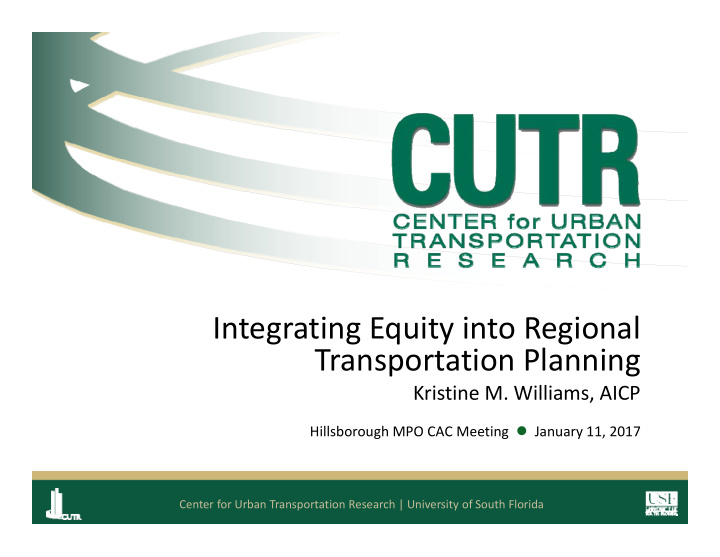 integrating equity into regional transportation planning