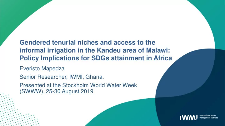 gendered tenurial niches and access to the