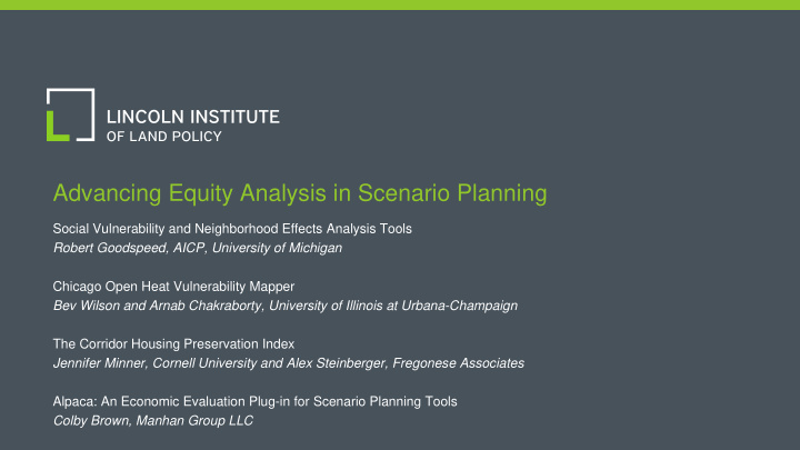 advancing equity analysis in scenario planning