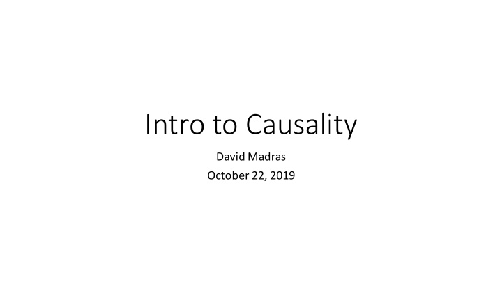 intro to causality