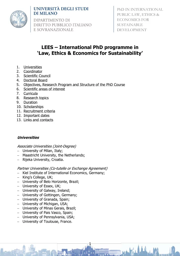 lees international phd programme in law ethics economics