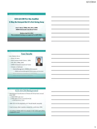 4/17/2014 Paragraph Page #1 - Header  ICD-10  ICD  10-CM  M For the Audit  ditor  Subhead It May Be