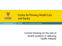centre for primary health care and equity