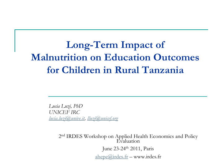 long term impact of malnutrition on education outcomes