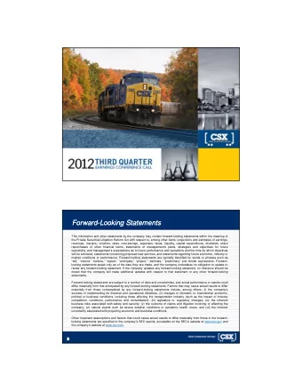 Forward-Looking Statements  Forward-Looking Statements  This information and other statements by