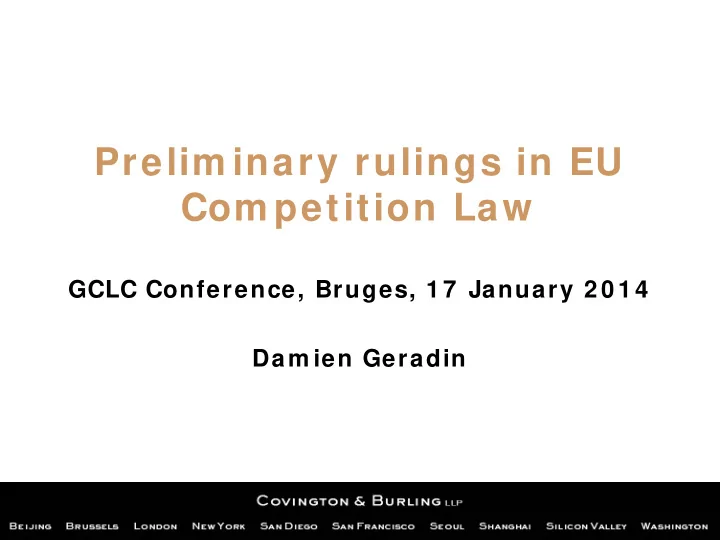 prelim inary rulings in eu com petition law
