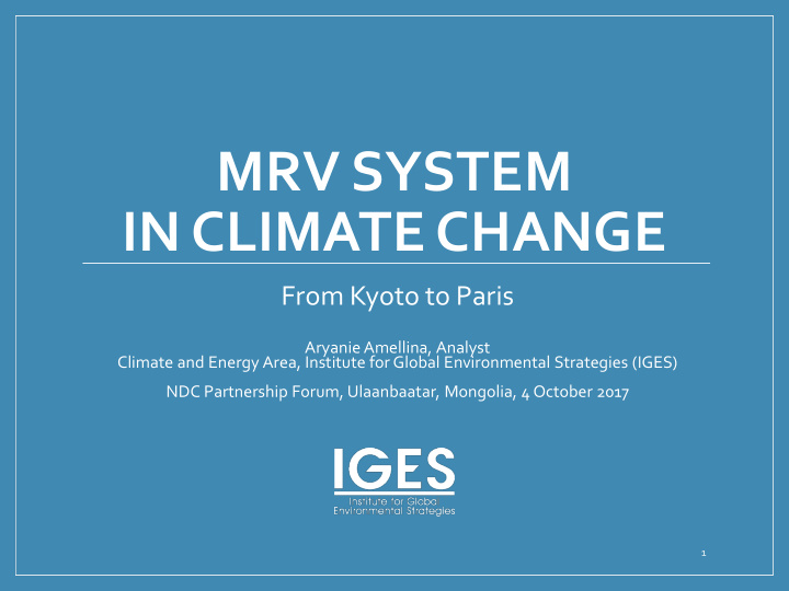 mrv system in climate change