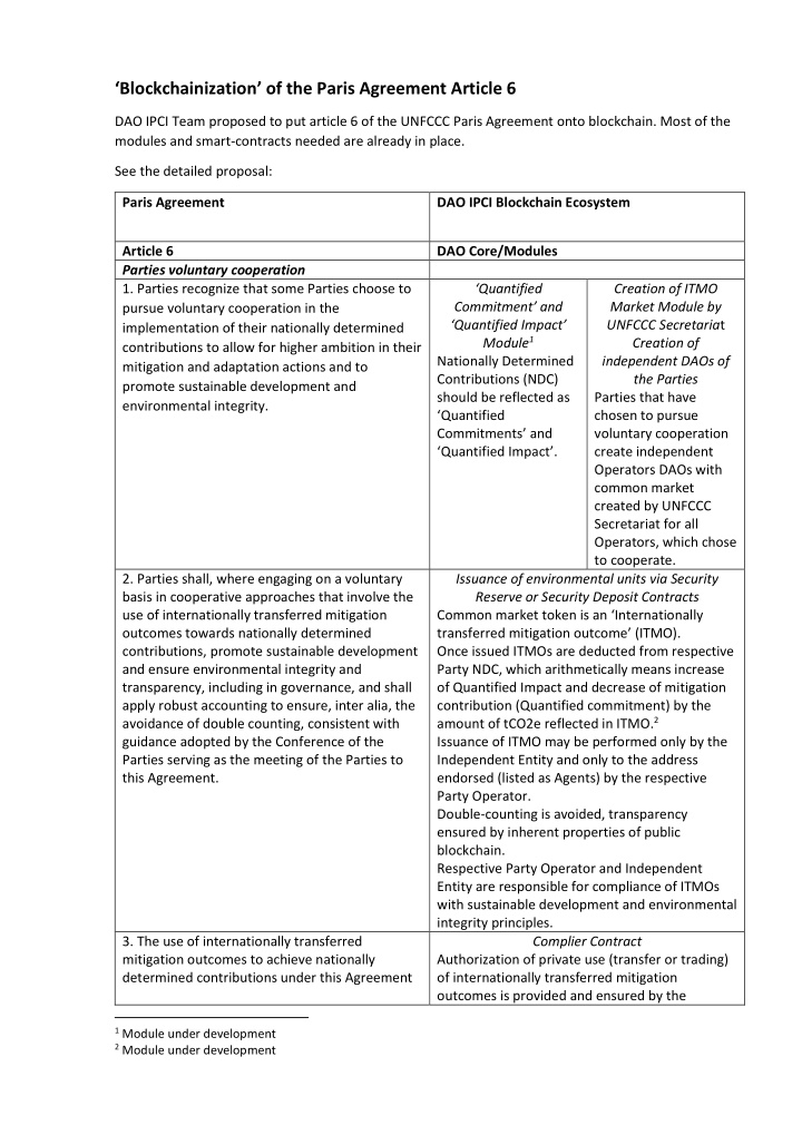 blockchainization of the paris agreement article 6