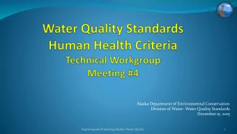 Alaska Department of Environmental Conservation  Division of Water- Water Quality Standards