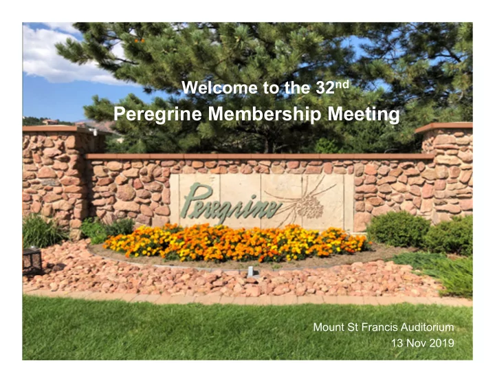 peregrine membership meeting