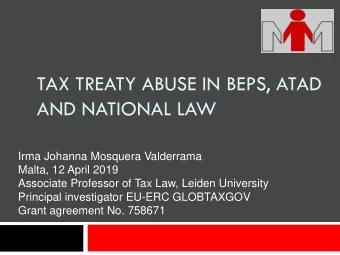 AND NATIONAL LAW  Irma Johanna Mosquera Valderrama  Malta, 12 April 2019  Associate Professor of