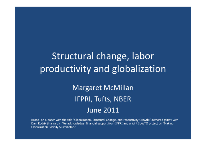 structural change labor productivity and globalization