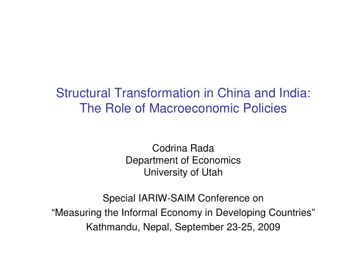 structural transformation in china and india the role of