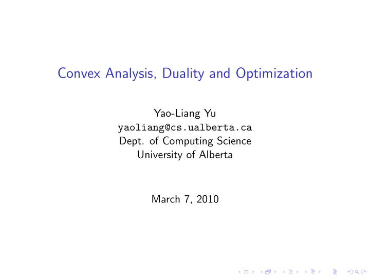 convex analysis duality and optimization