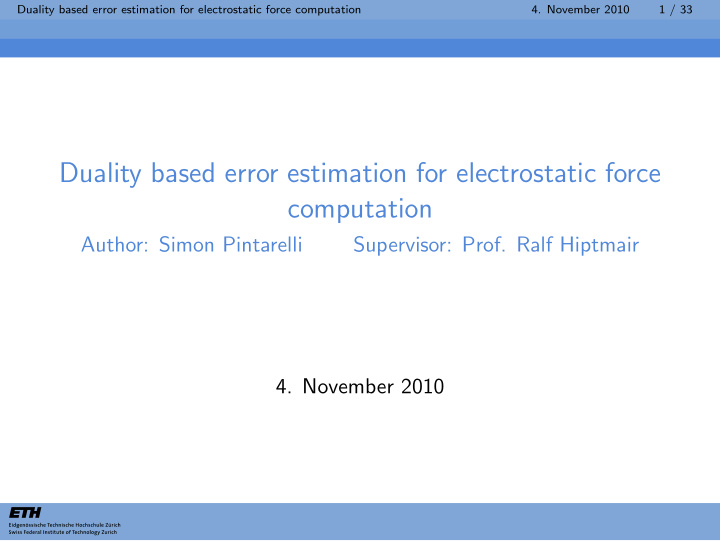 duality based error estimation for electrostatic force