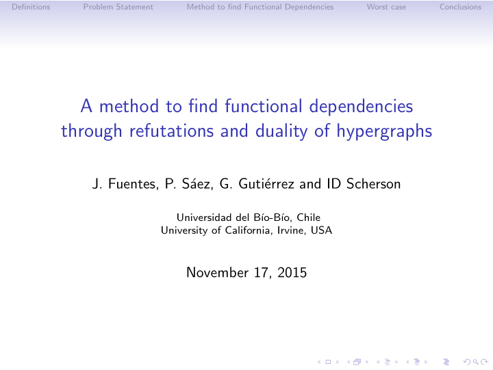 a method to find functional dependencies through