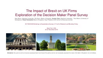 The Impact of Brexit on UK Firms  Exploration of the Decision Maker Panel Survey Nick Bloom