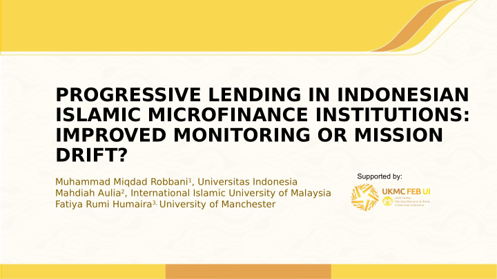 progressive lending in indonesian islamic microfinance