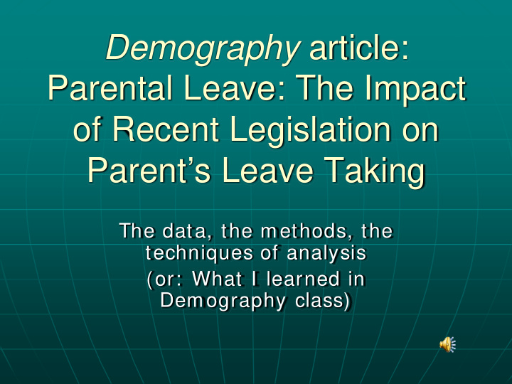 demography article parental leave the impact of recent