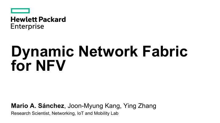 dynamic network fabric for nfv