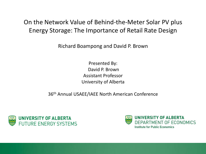 on the network value of behind the meter solar pv plus