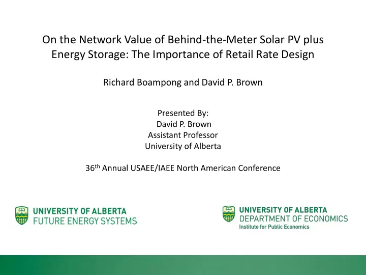 on the network value of behind the meter solar pv plus