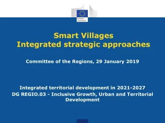 Smart Villages  Integrated strategic approaches  Committee of the Regions, 29 January 2019