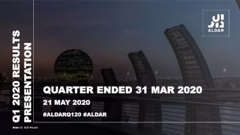 RESULTS  TS  TION  2020 RESUL  PRESENTATIO  PRESENT  Q1 2020  QU  QUAR  ARTER  TER ENDE  ENDED  D