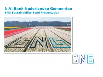 N.V. Bank Nederlandse Gemeenten  BNG Sustainability Bond Presentation  October 2017  Disclaimer