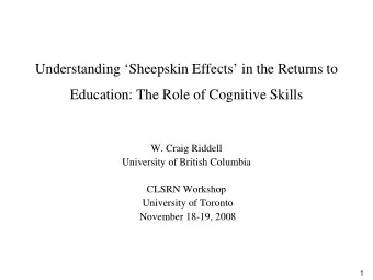 Understanding Sheepskin Effects in the Returns to  Education: The Role of Cognitive Skills