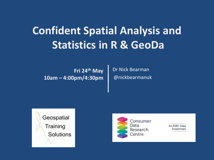 confident spatial analysis and statistics in r geoda