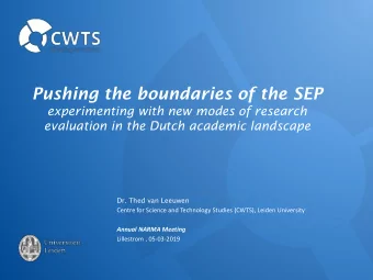 Pushing the boundaries of the SEP  experimenting with new modes of research  evaluation in the