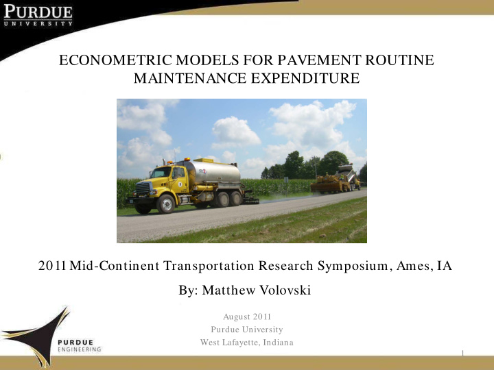econometric models for pavement routine maintenance