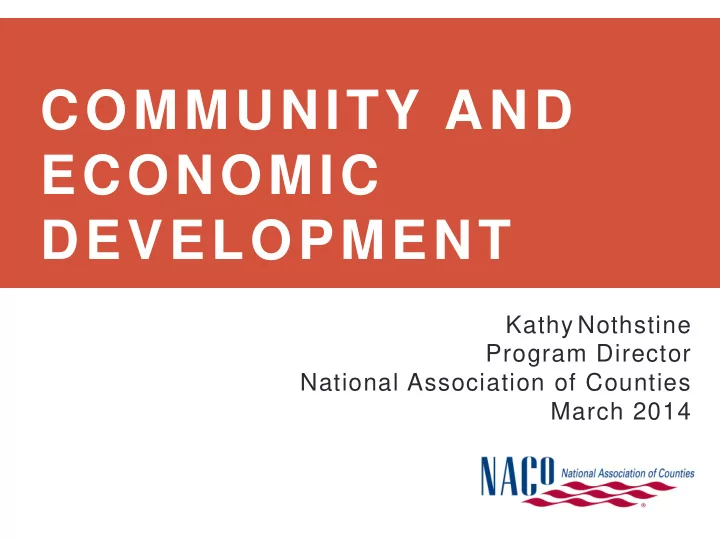 community and economic development