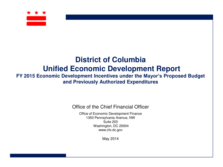 district of columbia unified economic development report