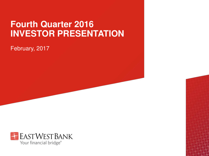 fourth quarter 2016 investor presentation
