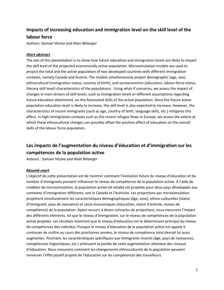 impacts of increasing education and immigration level on