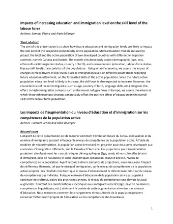 Impacts of increasing education and immigration level on the skill level of the  labour force