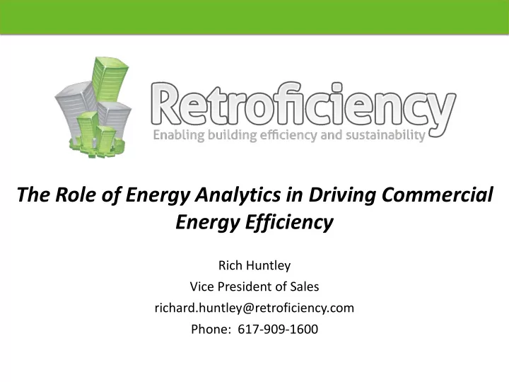 the role of energy analytics in driving commercial