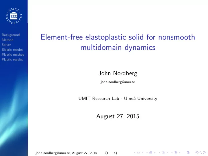 element free elastoplastic solid for nonsmooth