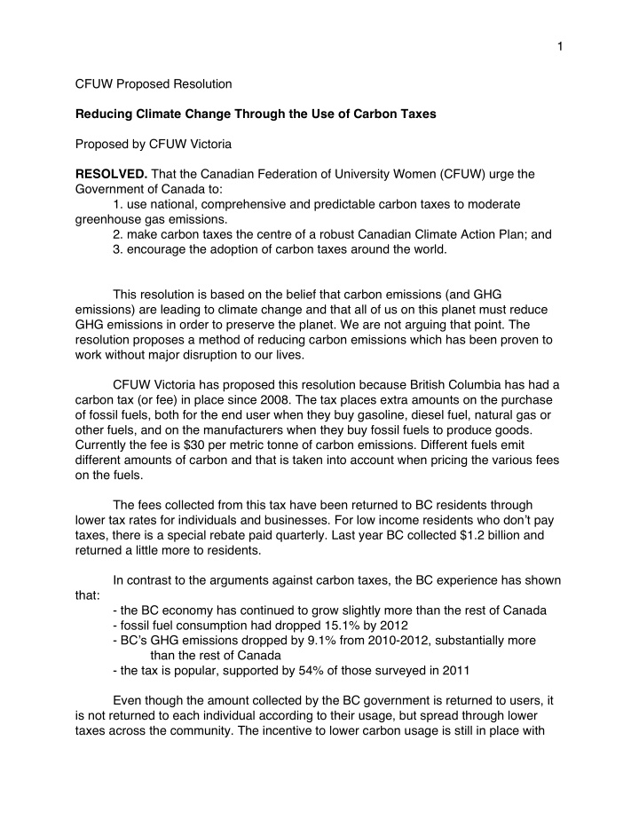 1 cfuw proposed resolution reducing climate change