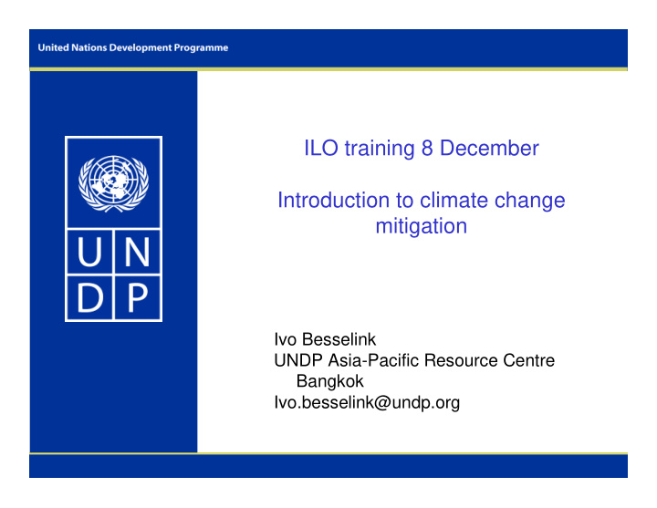 ilo training 8 december introduction to climate change
