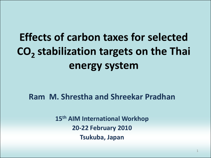 effects of carbon taxes for selected co 2 stabilization